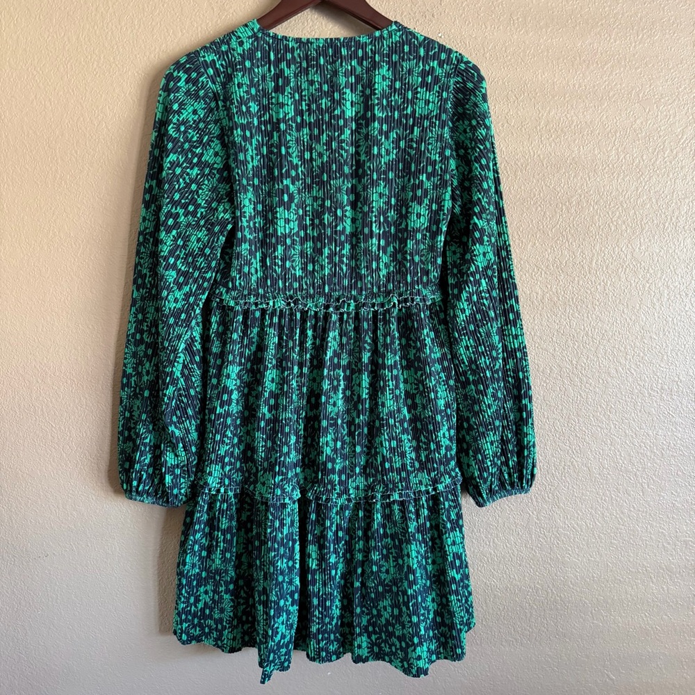 Zara Green and Dark Blue Long Sleeve Mini Dress Size Medium - Picture 6 of 10